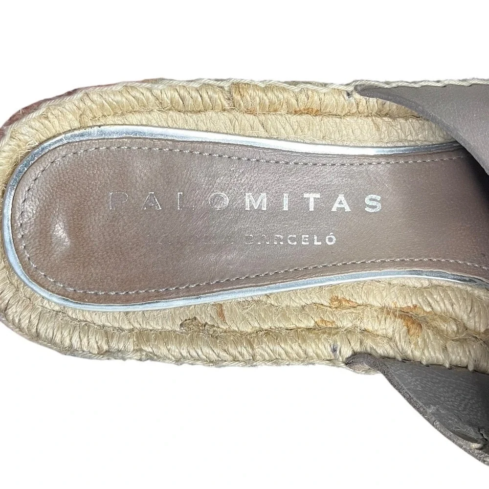 Palomitas Barcelo Espadrille Sandals Leather‎ Buckle Slides Made in Spain Sz 8.5